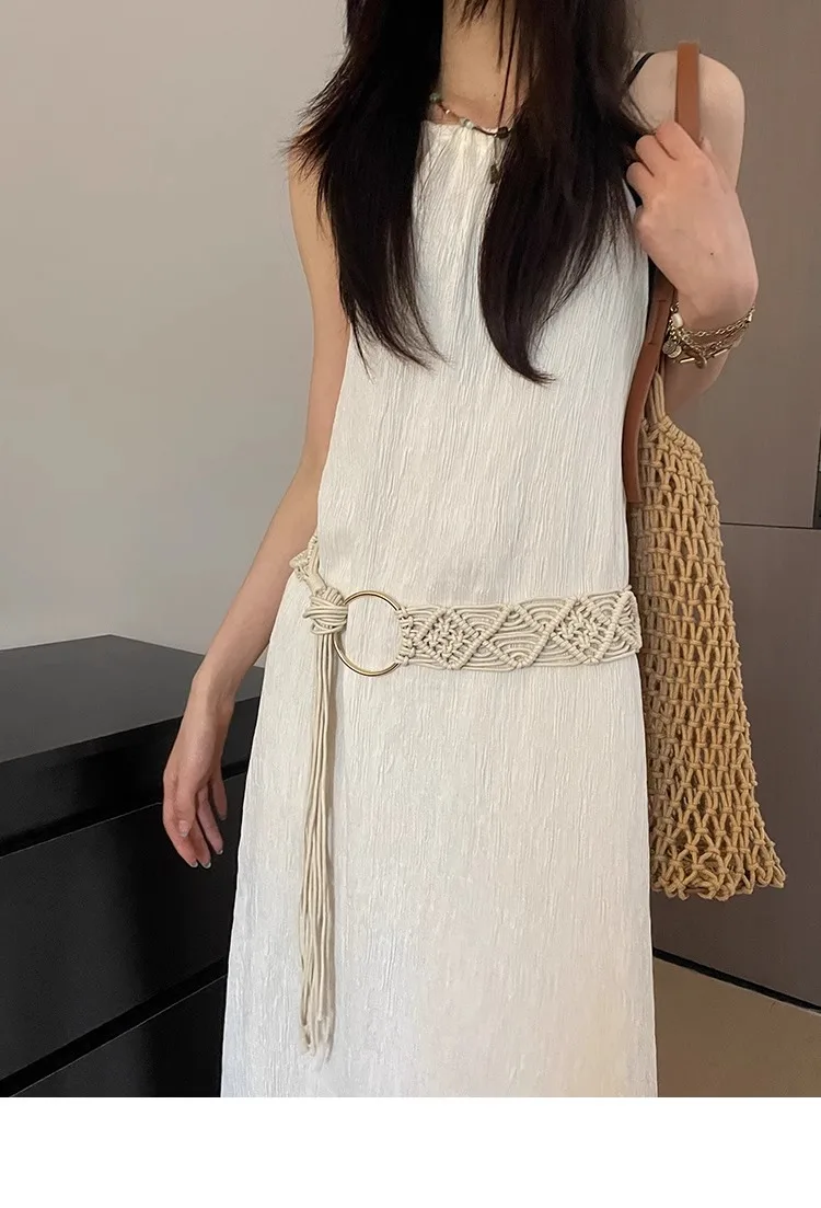 Bohemian Braided Folk Wind Waist Rope, 2024 New Style With Dress, Belt And Chain