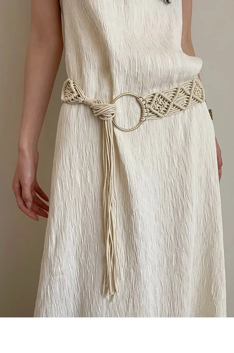 Bohemian Braided Folk Wind Waist Rope, 2024 New Style With Dress, Belt And Chain