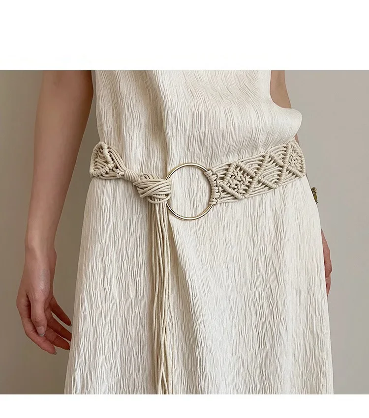 Bohemian Braided Folk Wind Waist Rope, 2024 New Style With Dress, Belt And Chain
