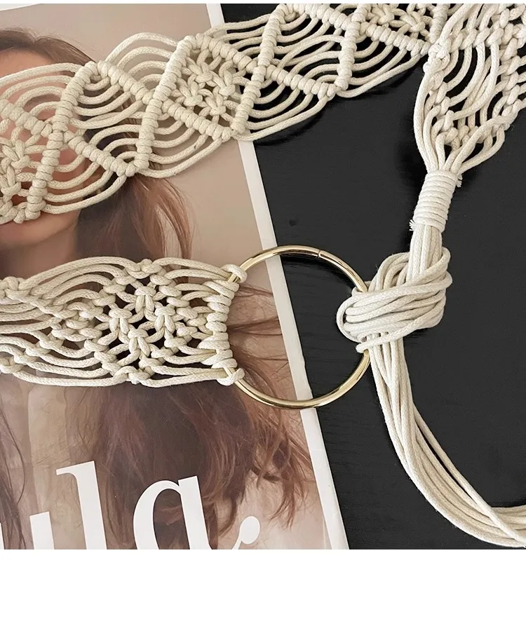 Bohemian Braided Folk Wind Waist Rope, 2024 New Style With Dress, Belt And Chain