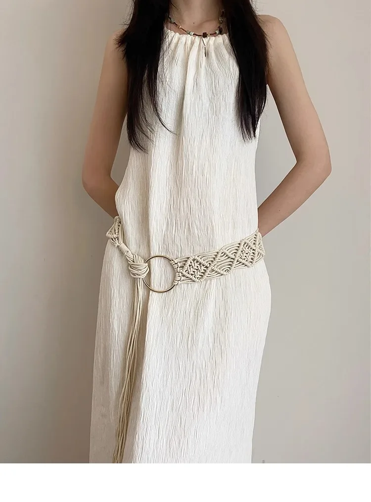 Bohemian Braided Folk Wind Waist Rope, 2024 New Style With Dress, Belt And Chain