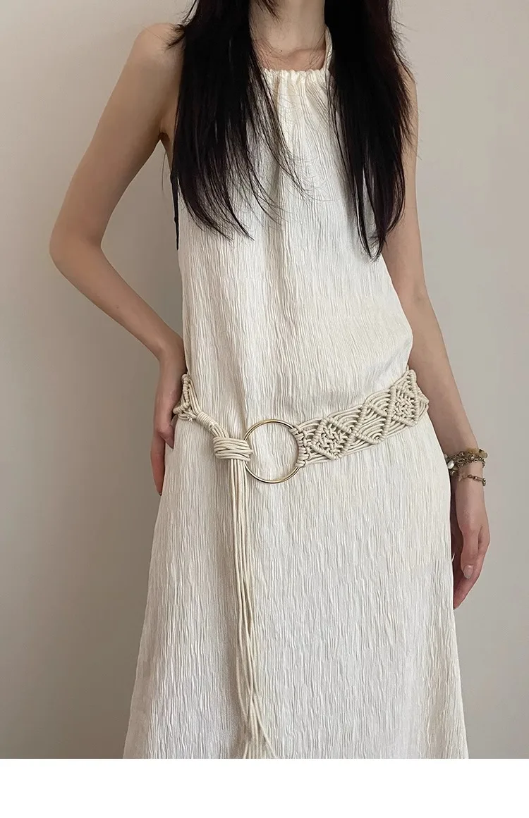 Bohemian Braided Folk Wind Waist Rope, 2024 New Style With Dress, Belt And Chain