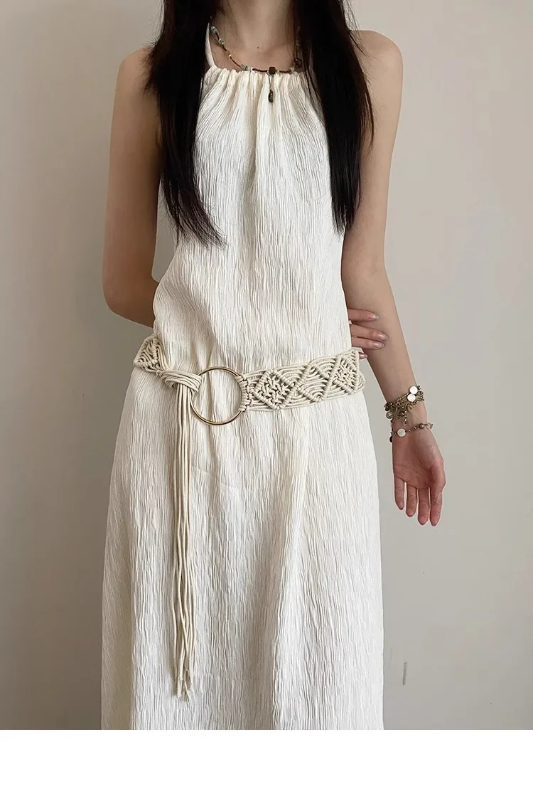 Bohemian Braided Folk Wind Waist Rope, 2024 New Style With Dress, Belt And Chain