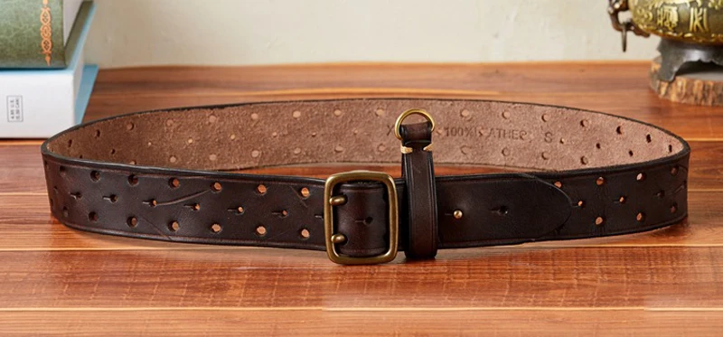3.8cm Luxury Thick Cowhid Genuine Leather Men Belt Double Buckle Ceinture Leather Belt Men Jeans Trouser Strap For Jeans