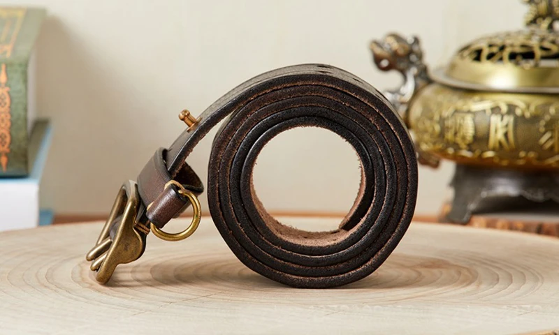 3.8cm Luxury Thick Cowhid Genuine Leather Men Belt Double Buckle Ceinture Leather Belt Men Jeans Trouser Strap For Jeans