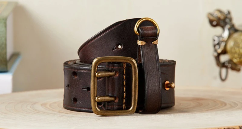 3.8cm Luxury Thick Cowhid Genuine Leather Men Belt Double Buckle Ceinture Leather Belt Men Jeans Trouser Strap For Jeans