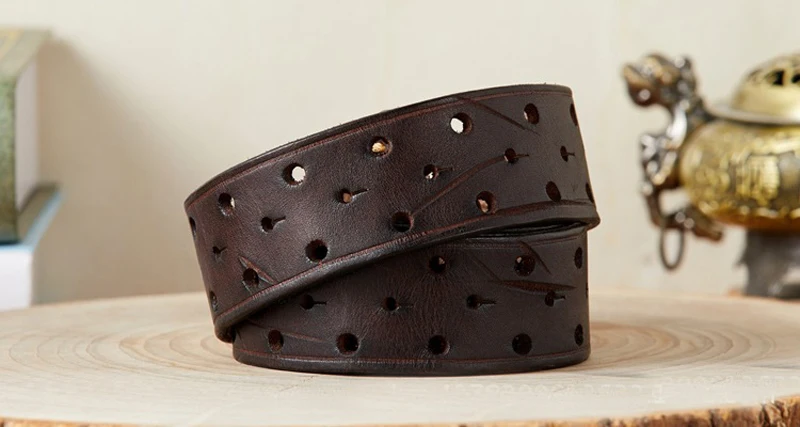 3.8cm Luxury Thick Cowhid Genuine Leather Men Belt Double Buckle Ceinture Leather Belt Men Jeans Trouser Strap For Jeans