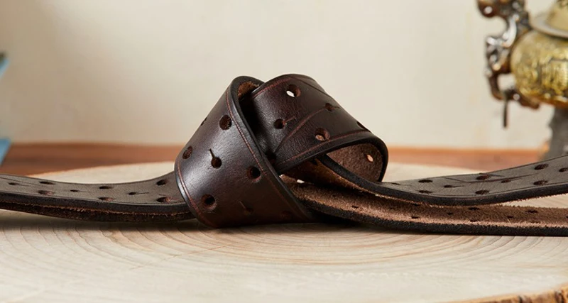 3.8cm Luxury Thick Cowhid Genuine Leather Men Belt Double Buckle Ceinture Leather Belt Men Jeans Trouser Strap For Jeans