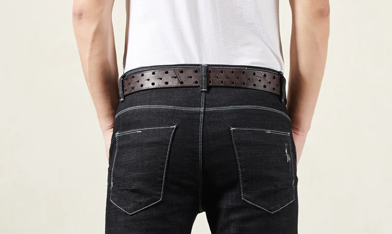 3.8cm Luxury Thick Cowhid Genuine Leather Men Belt Double Buckle Ceinture Leather Belt Men Jeans Trouser Strap For Jeans