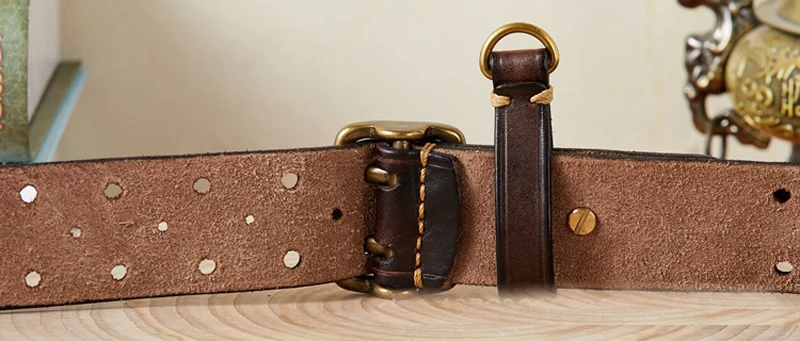 3.8cm Luxury Thick Cowhid Genuine Leather Men Belt Double Buckle Ceinture Leather Belt Men Jeans Trouser Strap For Jeans