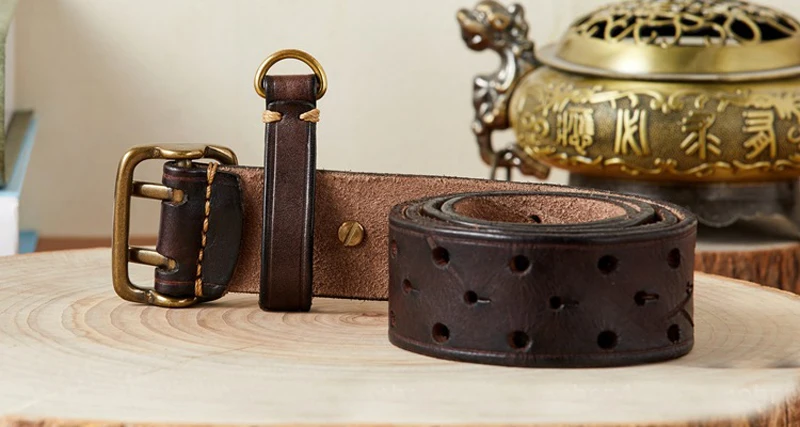 3.8cm Luxury Thick Cowhid Genuine Leather Men Belt Double Buckle Ceinture Leather Belt Men Jeans Trouser Strap For Jeans