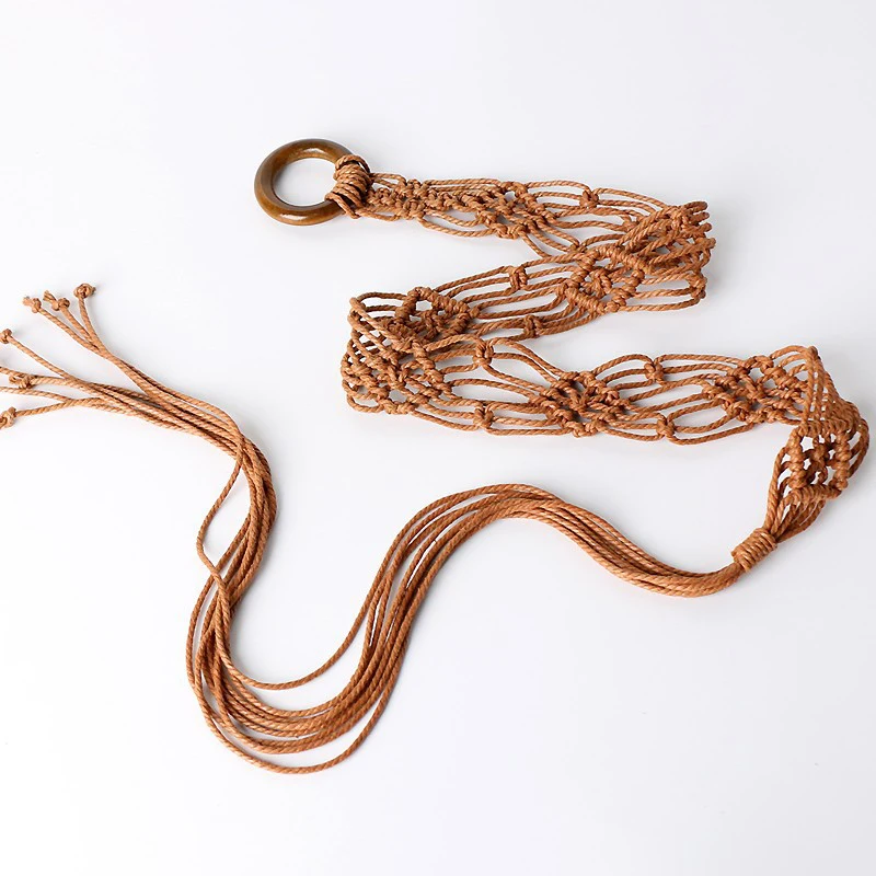 New Weaving Tassel Waist Rope For Women Versatile Dress Decoration Korean Knotted Thin Waist Rope Wax Thread Knotted Waist Belt