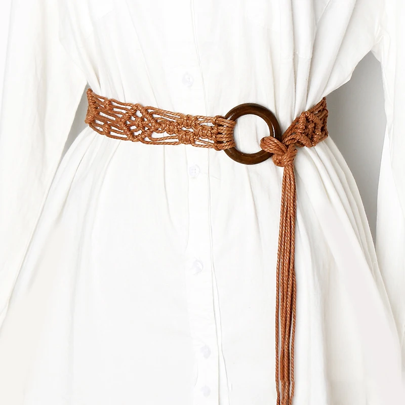 New Weaving Tassel Waist Rope For Women Versatile Dress Decoration Korean Knotted Thin Waist Rope Wax Thread Knotted Waist Belt