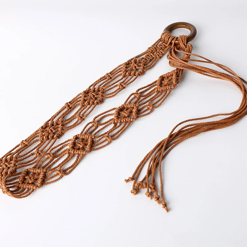 New Weaving Tassel Waist Rope For Women Versatile Dress Decoration Korean Knotted Thin Waist Rope Wax Thread Knotted Waist Belt
