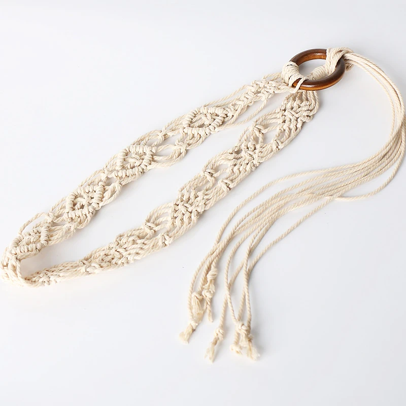 New Weaving Tassel Waist Rope For Women Versatile Dress Decoration Korean Knotted Thin Waist Rope Wax Thread Knotted Waist Belt