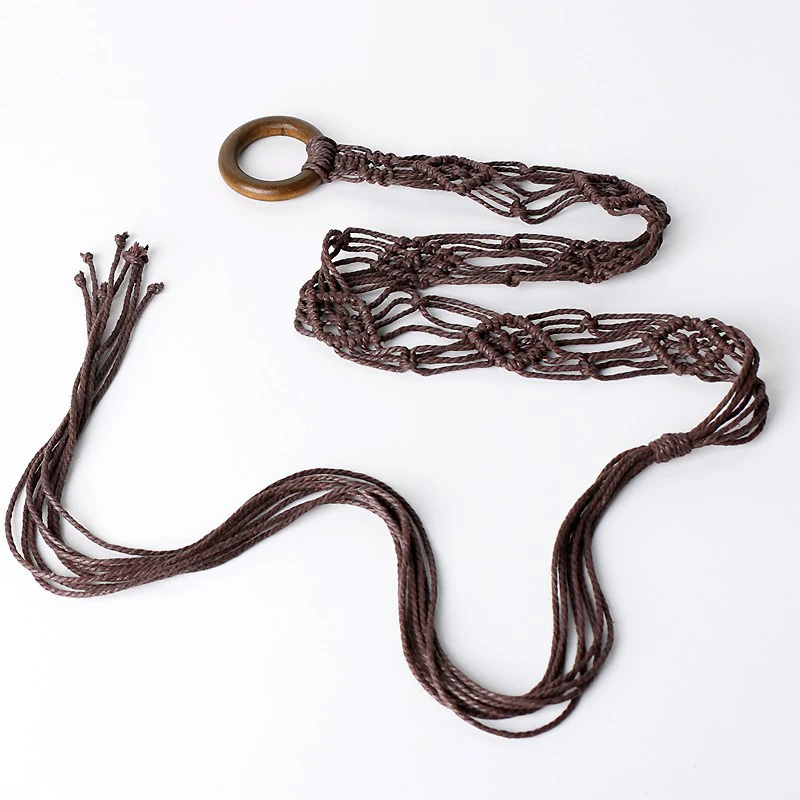 New Weaving Tassel Waist Rope For Women Versatile Dress Decoration Korean Knotted Thin Waist Rope Wax Thread Knotted Waist Belt