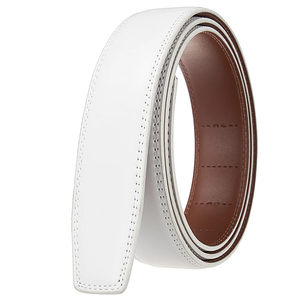 3.5cm Belt No Buckle Cow Genuine Leather Belt Body for Automatic Buckle High Quality Black White Belts Without Buckle Cowskin