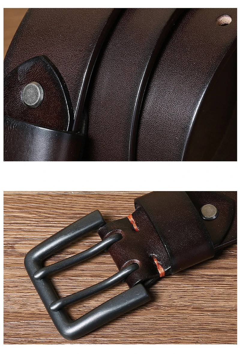 Cowskin Mens Belt Vintage Genuine Leather Jeans Belt Strap Double Pin Buckle Designer Belts for Men Male Gift 4.3cm Width Blue