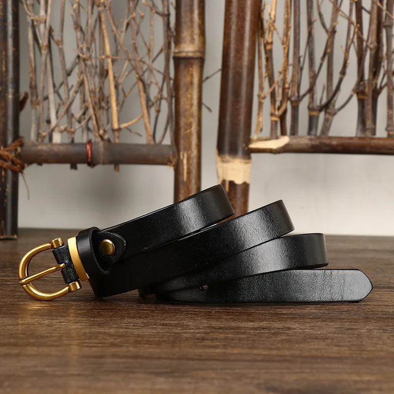 1.8cm Women Belts New Genuine Leather Simple Metal Buckle Belt Girls Dress Jean Pants Waistband Belts for Lady Luxury Designer