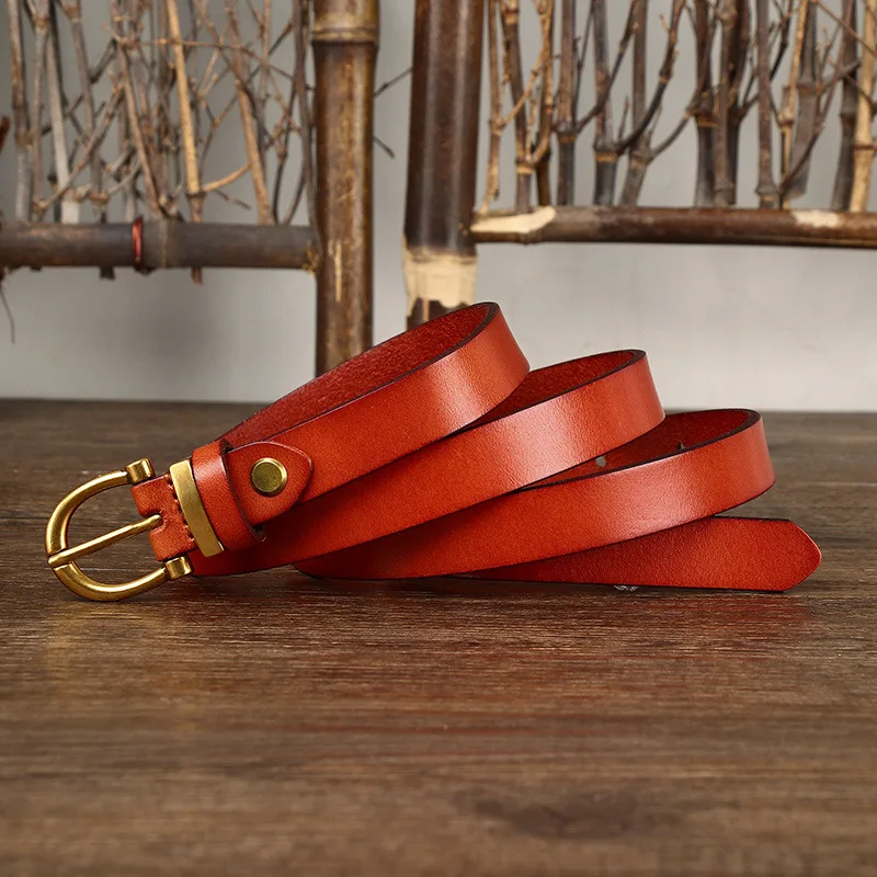 1.8cm Women Belts New Genuine Leather Simple Metal Buckle Belt Girls Dress Jean Pants Waistband Belts for Lady Luxury Designer
