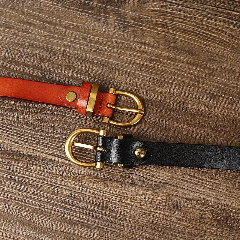 1.8cm Women Belts New Genuine Leather Simple Metal Buckle Belt Girls Dress Jean Pants Waistband Belts for Lady Luxury Designer