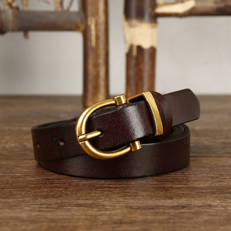 1.8cm Women Belts New Genuine Leather Simple Metal Buckle Belt Girls Dress Jean Pants Waistband Belts for Lady Luxury Designer