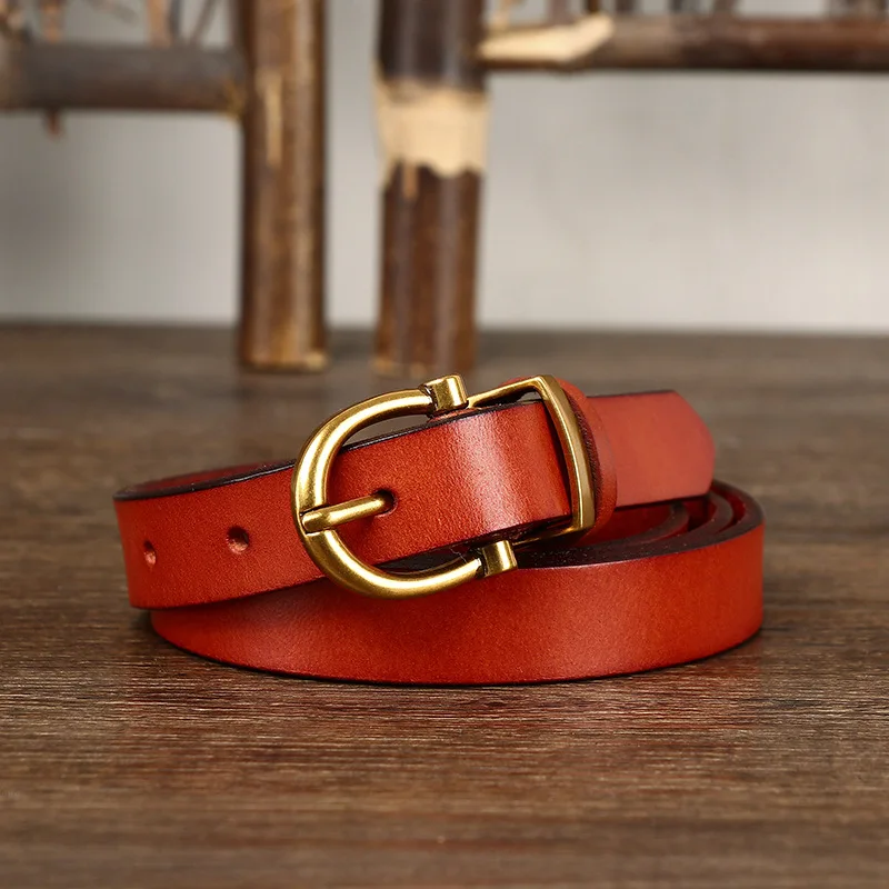 1.8cm Women Belts New Genuine Leather Simple Metal Buckle Belt Girls Dress Jean Pants Waistband Belts for Lady Luxury Designer