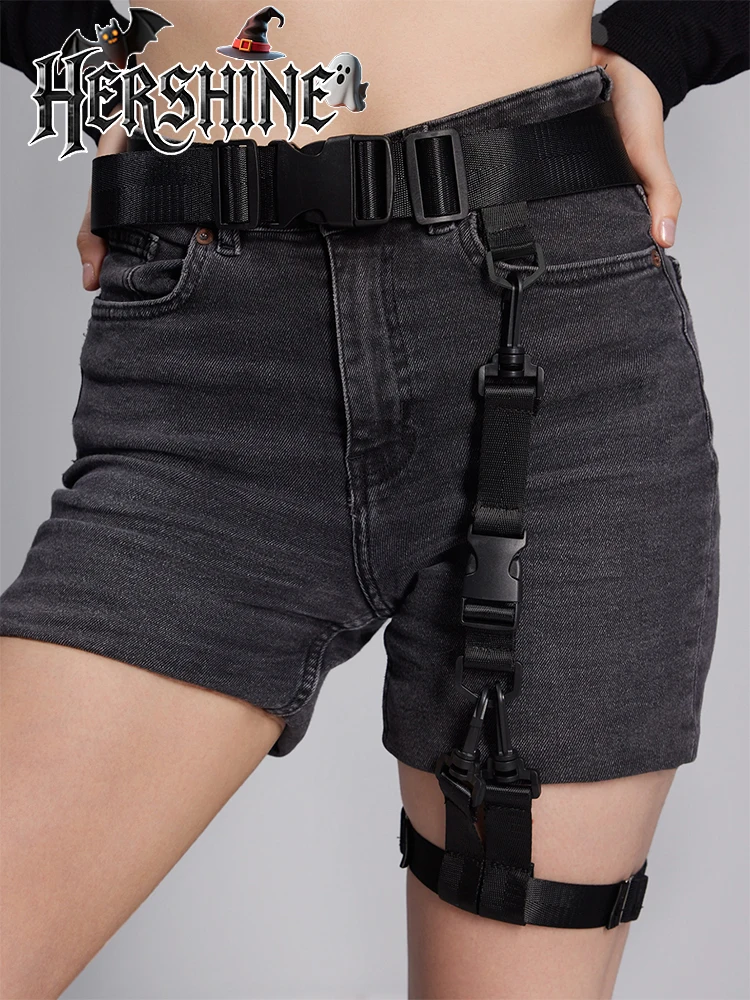 HERSHINE Women's Fashion Canvas Belt and Leggings Set, Y2K Punk, Gothic, Harajuku, Rock, and Hip Hop Accessories，spring，summer