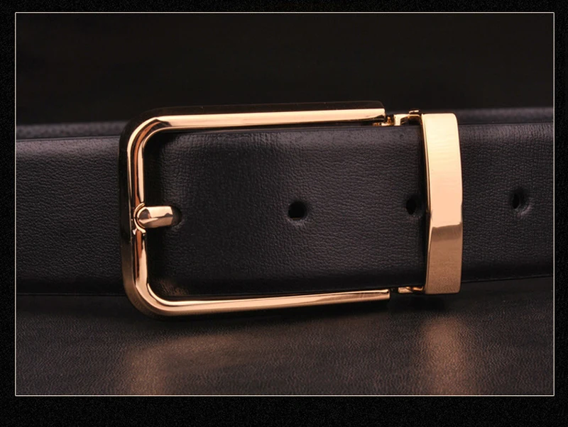 Men's Classical Fashion Business Belts Genuine Leather Belt Men High Quality Pin Buckle Strap Luxury Designer Male Belt