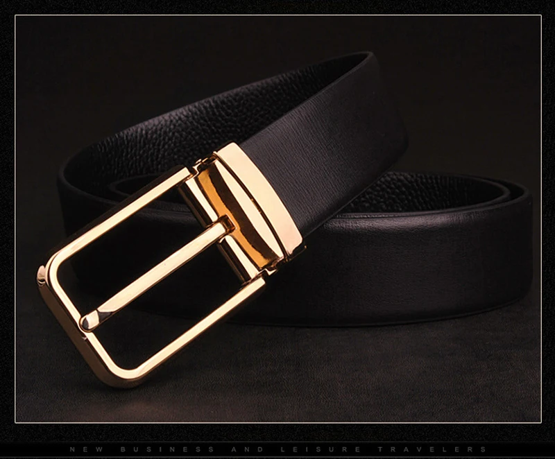 Men's Classical Fashion Business Belts Genuine Leather Belt Men High Quality Pin Buckle Strap Luxury Designer Male Belt