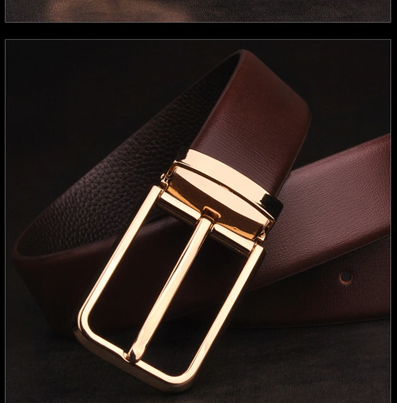 Men's Classical Fashion Business Belts Genuine Leather Belt Men High Quality Pin Buckle Strap Luxury Designer Male Belt