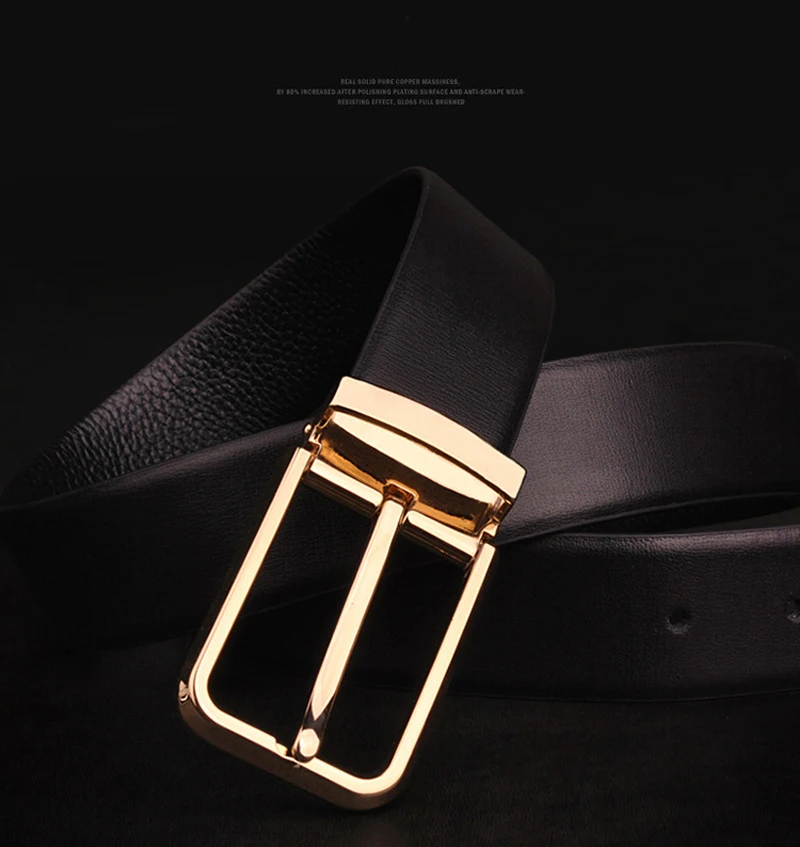 Men's Classical Fashion Business Belts Genuine Leather Belt Men High Quality Pin Buckle Strap Luxury Designer Male Belt
