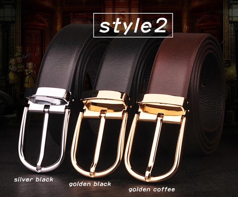Men's Classical Fashion Business Belts Genuine Leather Belt Men High Quality Pin Buckle Strap Luxury Designer Male Belt