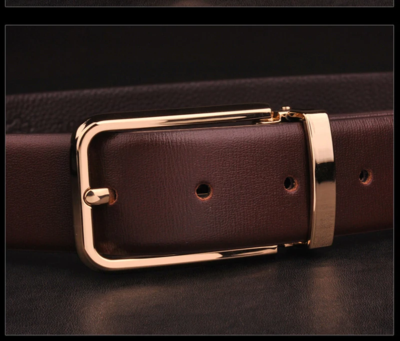 Men's Classical Fashion Business Belts Genuine Leather Belt Men High Quality Pin Buckle Strap Luxury Designer Male Belt
