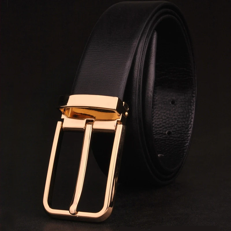 Men's Classical Fashion Business Belts Genuine Leather Belt Men High Quality Pin Buckle Strap Luxury Designer Male Belt