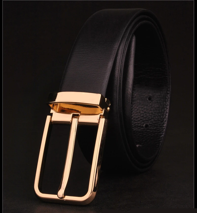 Men's Classical Fashion Business Belts Genuine Leather Belt Men High Quality Pin Buckle Strap Luxury Designer Male Belt