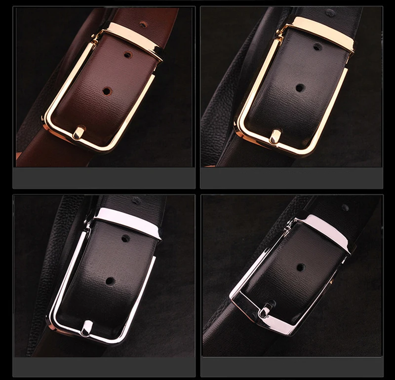 Men's Classical Fashion Business Belts Genuine Leather Belt Men High Quality Pin Buckle Strap Luxury Designer Male Belt