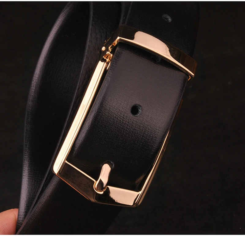 Men's Classical Fashion Business Belts Genuine Leather Belt Men High Quality Pin Buckle Strap Luxury Designer Male Belt