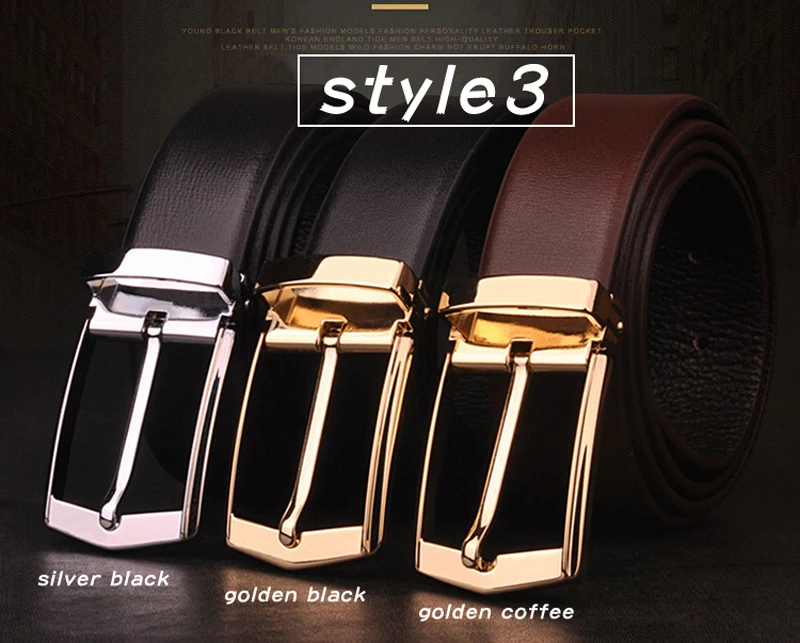 Men's Classical Fashion Business Belts Genuine Leather Belt Men High Quality Pin Buckle Strap Luxury Designer Male Belt