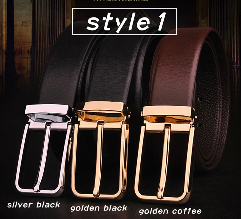 Men's Classical Fashion Business Belts Genuine Leather Belt Men High Quality Pin Buckle Strap Luxury Designer Male Belt