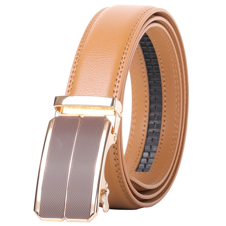 Plyesxale Fashion Green Genuine Leather Belts For Men Luxury Designer Automatic Buckle Belt Man Business Formal Belts Male B104