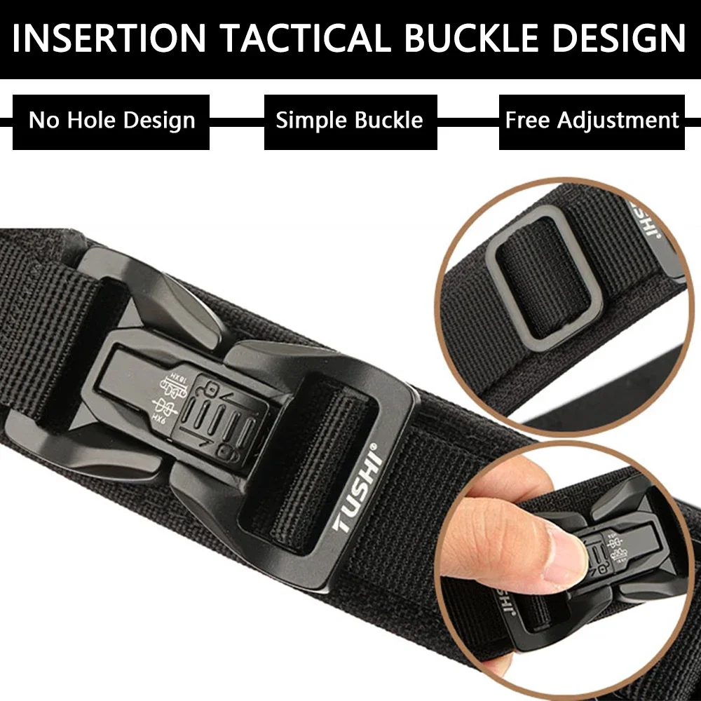 TUSHI Brand 3.8 Casual Outdoor Dual Use Tactical Training Men's Buckle Belt Thickened Hardened Double Layer Hanging Gun Belt