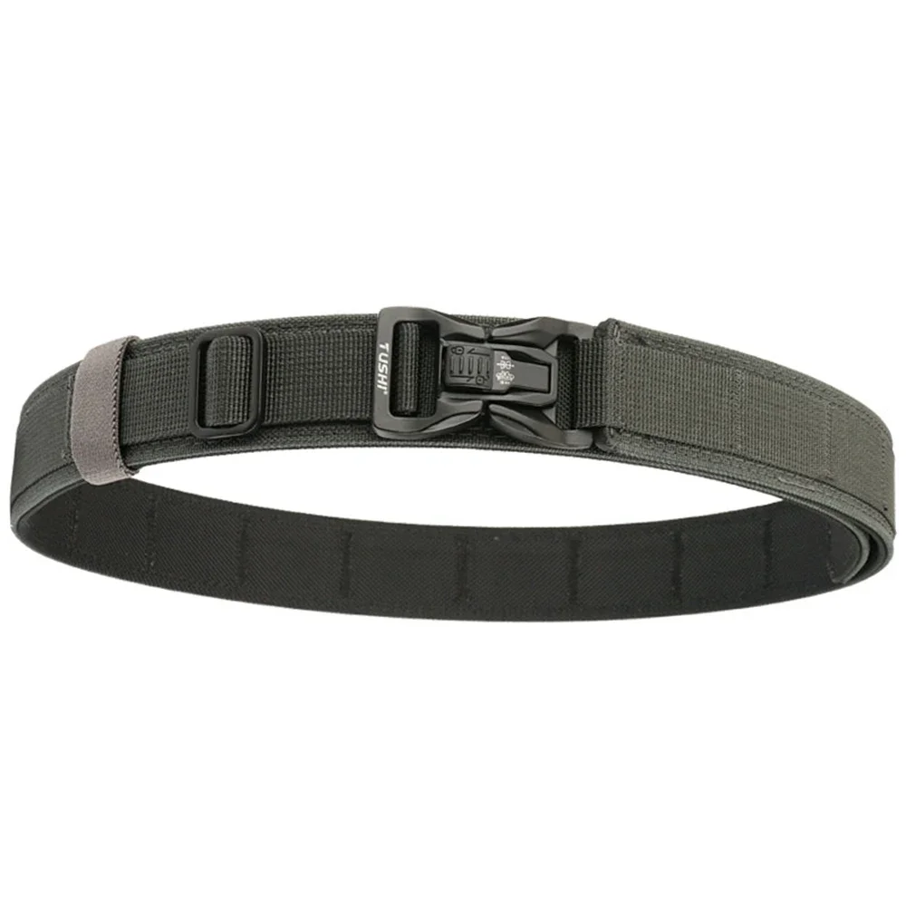 TUSHI Brand 3.8 Casual Outdoor Dual Use Tactical Training Men's Buckle Belt Thickened Hardened Double Layer Hanging Gun Belt