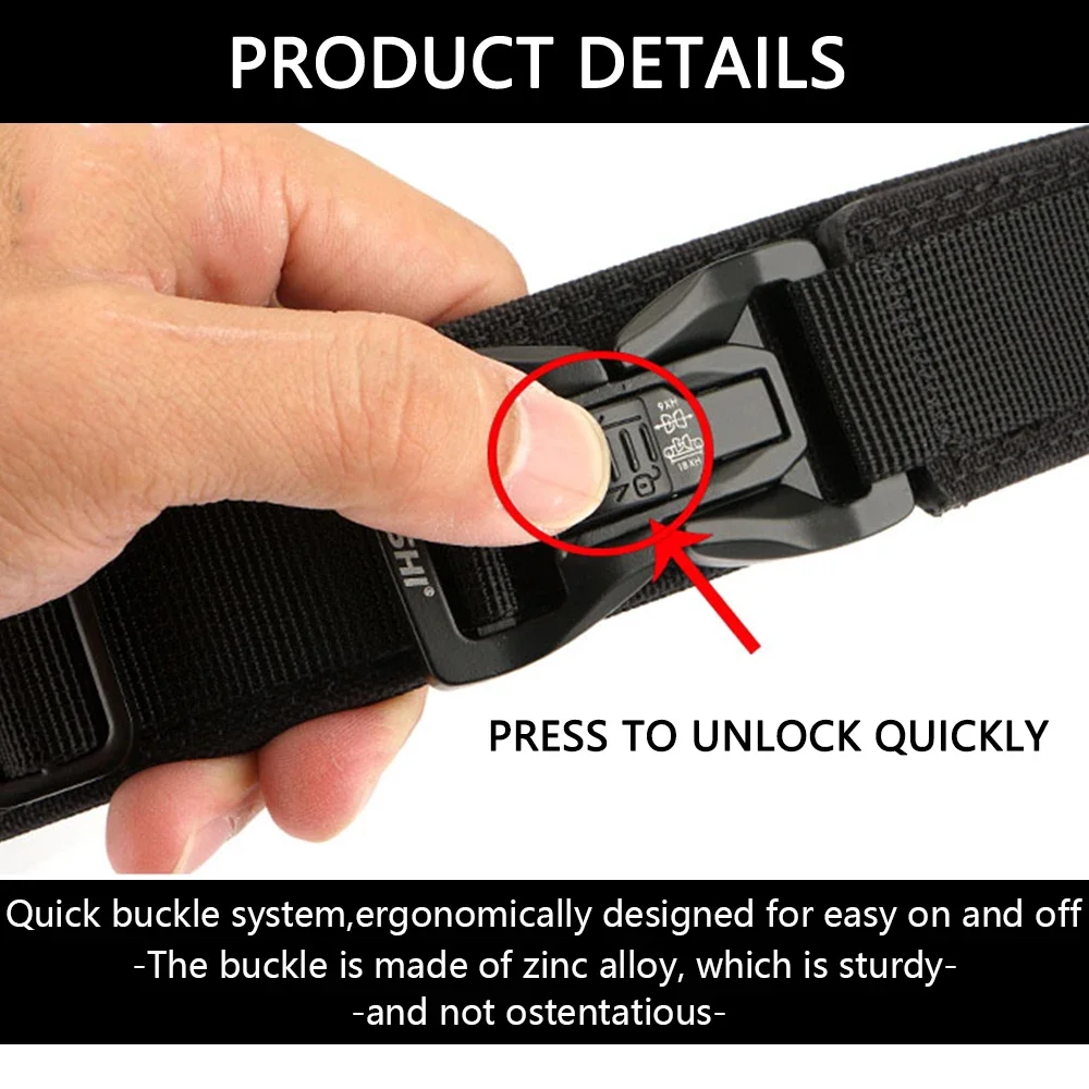 TUSHI Brand 3.8 Casual Outdoor Dual Use Tactical Training Men's Buckle Belt Thickened Hardened Double Layer Hanging Gun Belt
