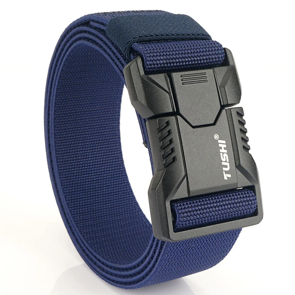 TUSHI Genuine Tactical Belt Aluminum Alloy Buckle Quick Release Elastic Belt Casual Workwear Training Belt Men's Pants Belt
