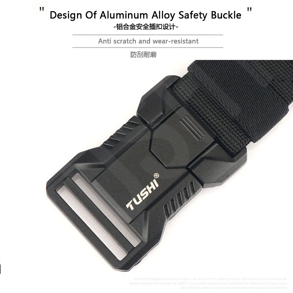 TUSHI Genuine Tactical Belt Aluminum Alloy Buckle Quick Release Elastic Belt Casual Workwear Training Belt Men's Pants Belt