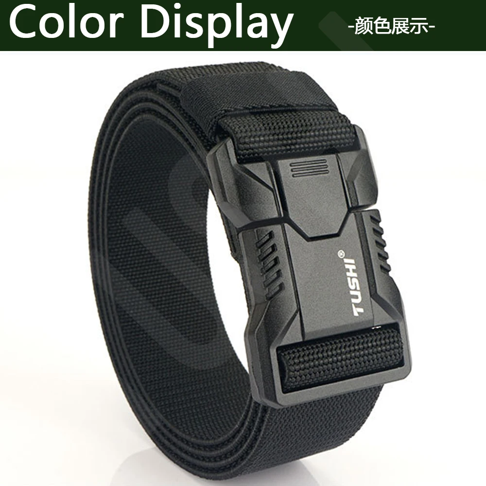 TUSHI Genuine Tactical Belt Aluminum Alloy Buckle Quick Release Elastic Belt Casual Workwear Training Belt Men's Pants Belt