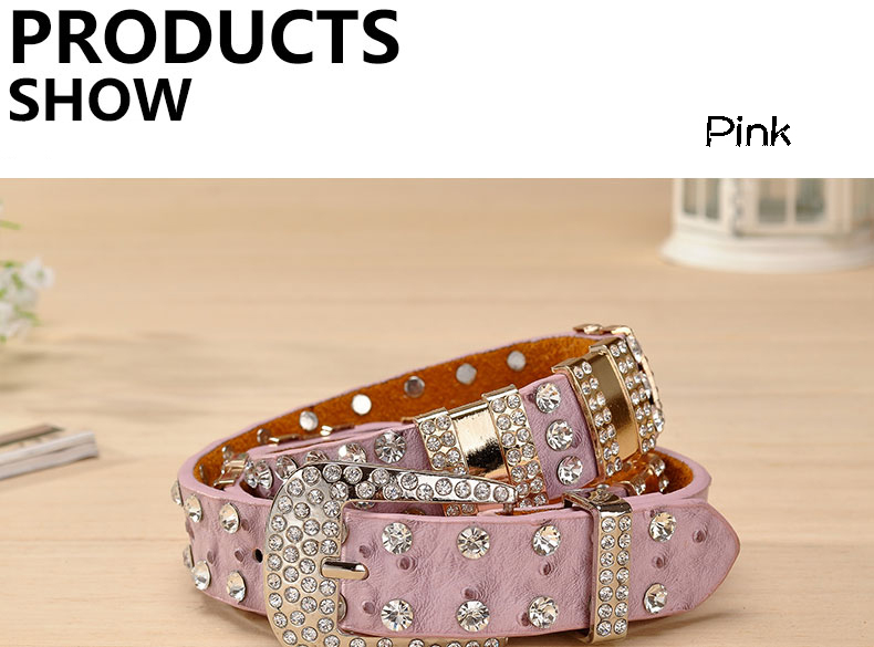 New Fashion Rhinestone belts for women Luxury Designer PU leather belt High quality Cow second layer skin strap female