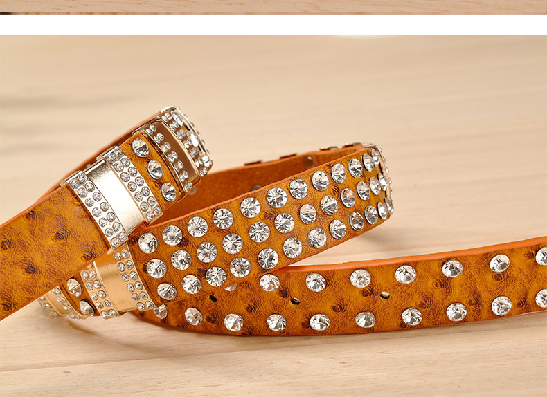 New Fashion Rhinestone belts for women Luxury Designer PU leather belt High quality Cow second layer skin strap female