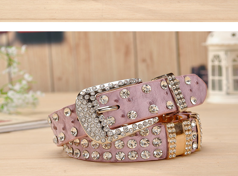 New Fashion Rhinestone belts for women Luxury Designer PU leather belt High quality Cow second layer skin strap female